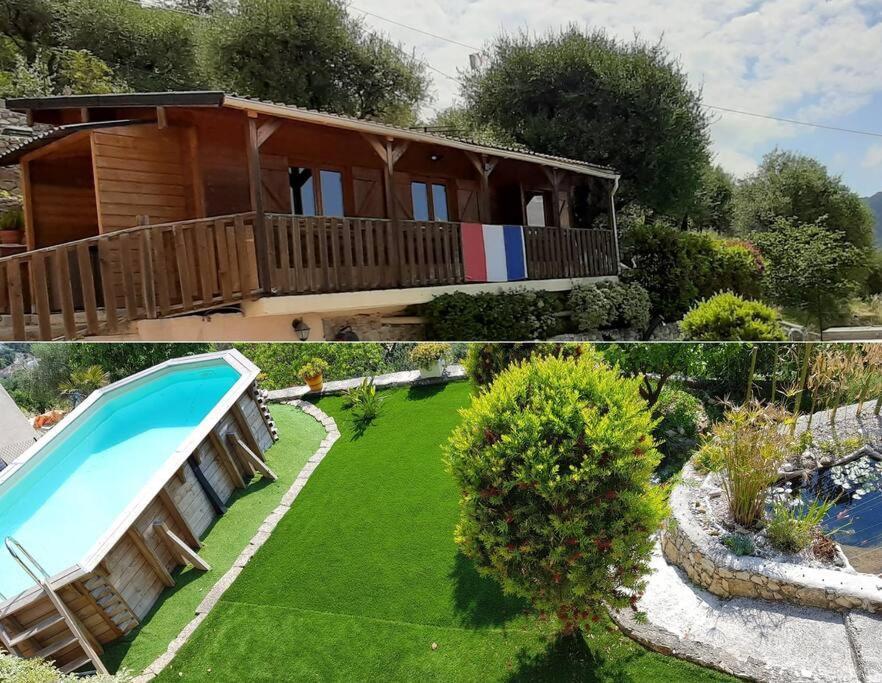 Chalet Côte d'Azur Piscine Terrasse et Vue Mer Drap Extérieur photo